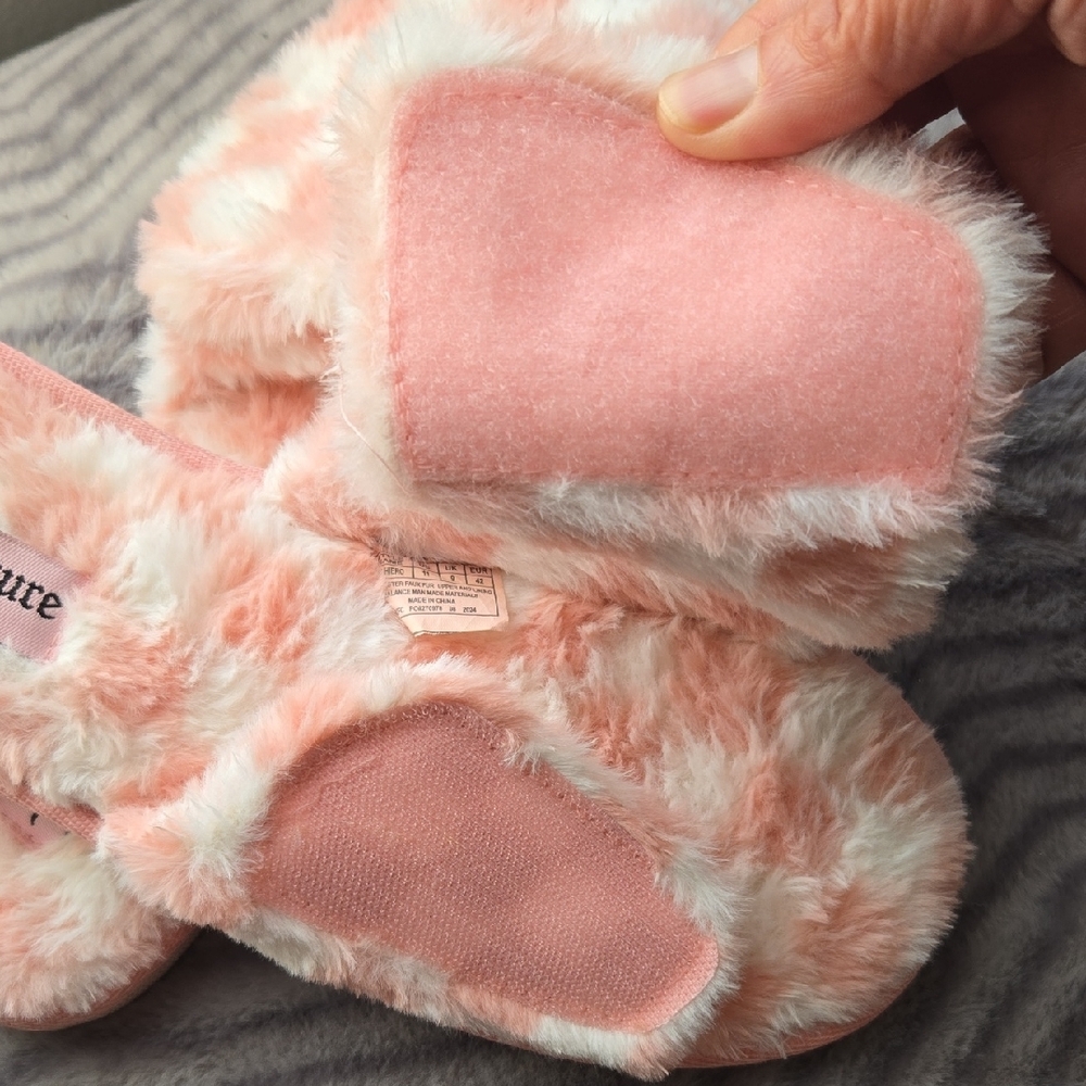 Juicy Couture Checkered Pink and White Slippers SIZE XL 11 ππ - Picture 5 of 9